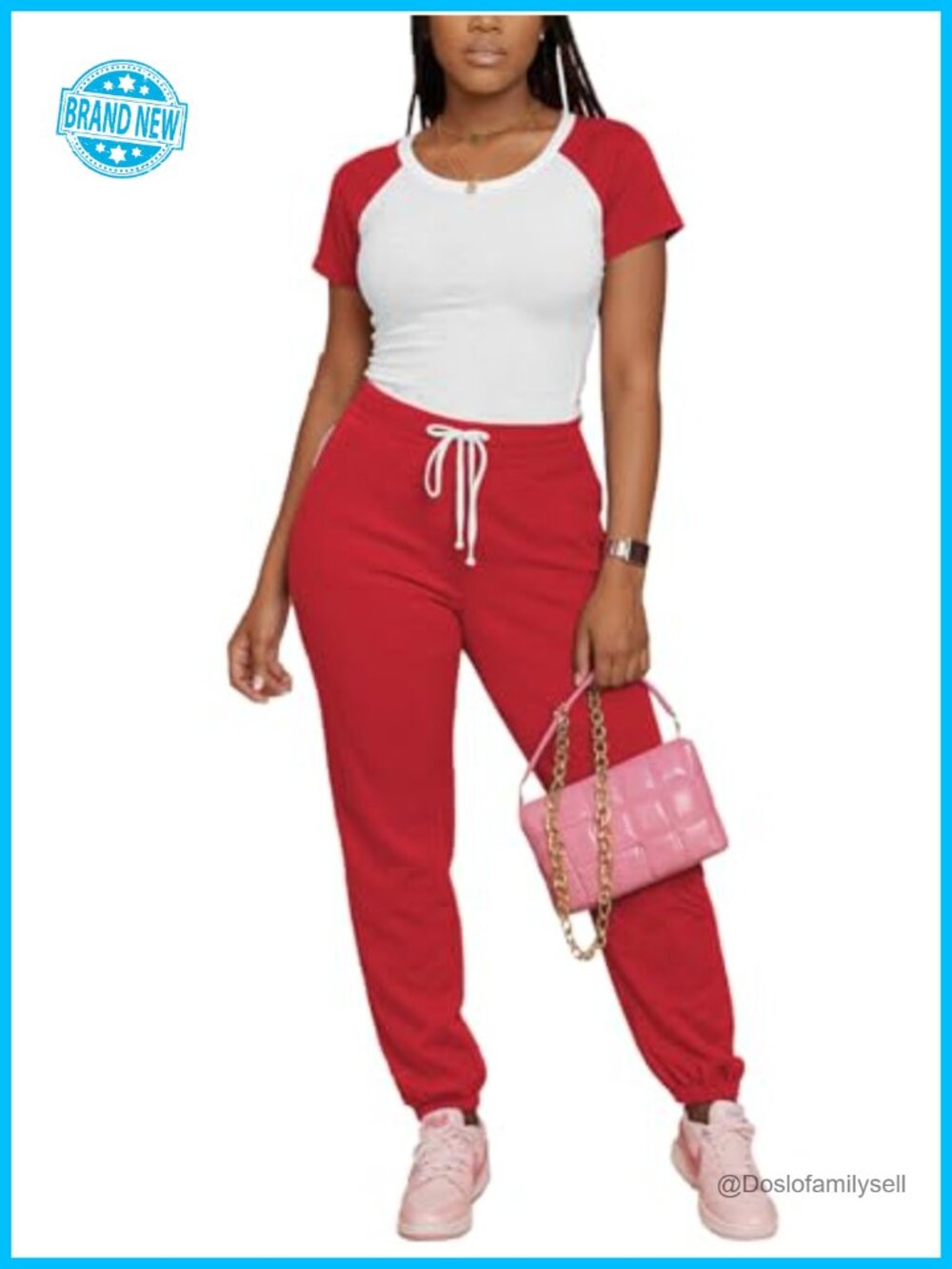 Women's Two Piece Tracksuit Set Raglan Sleeve Top Jogger Pants Matching Lounge